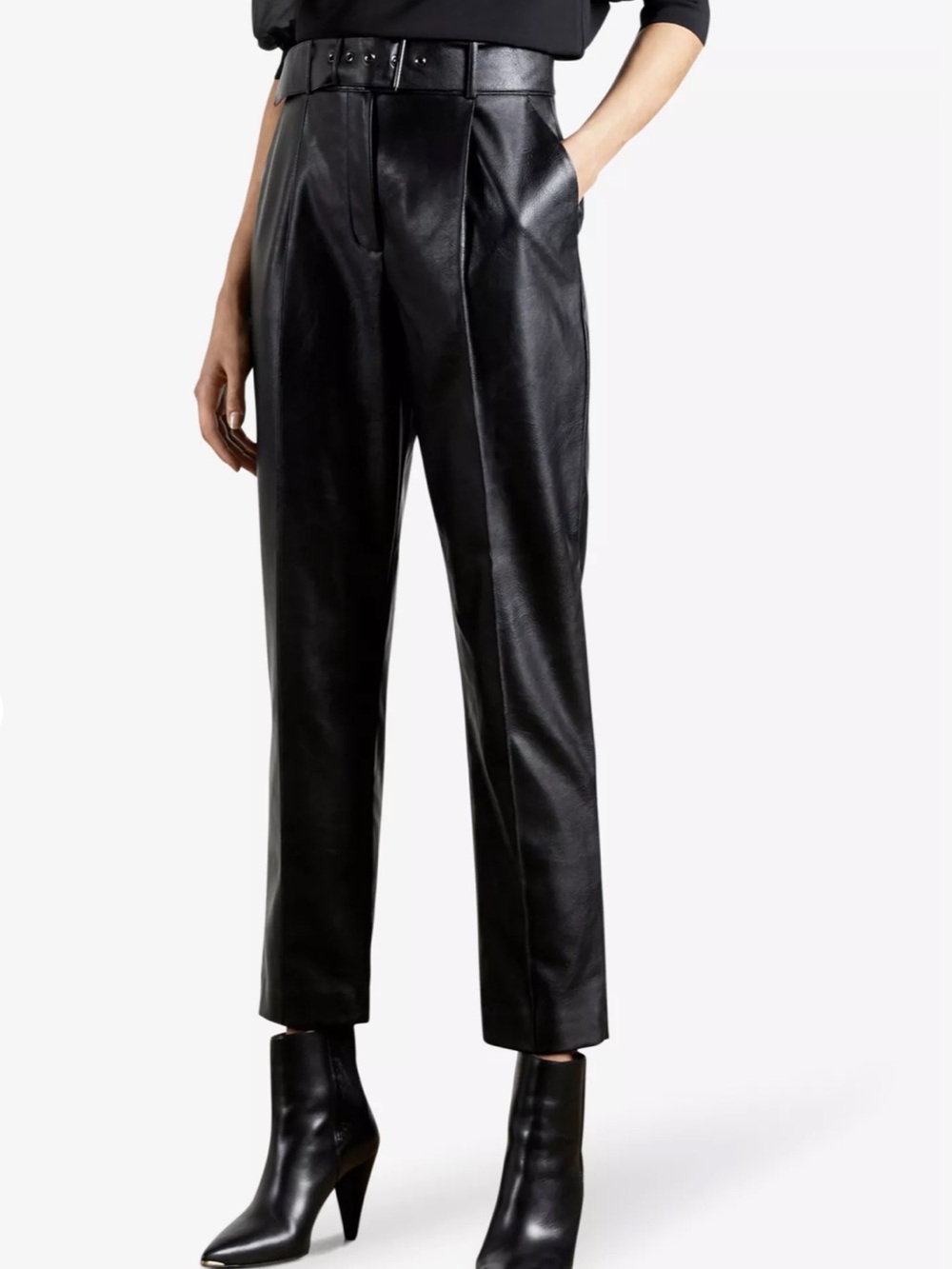 Ted Baker Faydell Belted Faux-Leather Trousers Size 1